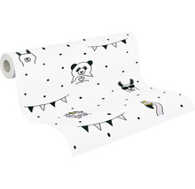 Vliestapete 38138-1 Little Love Punkte & Tiere schwarz weiß rosa