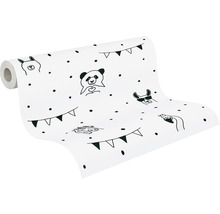 Vliestapete 38138-2 Little Love Punkte & Tiere schwarz weiß