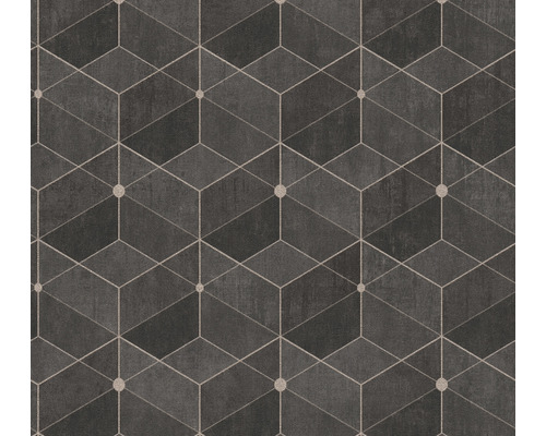 Papier peint intissé 38202-4 Titanium 3 motif losanges marron Papier peint à motif géométrique de cubes