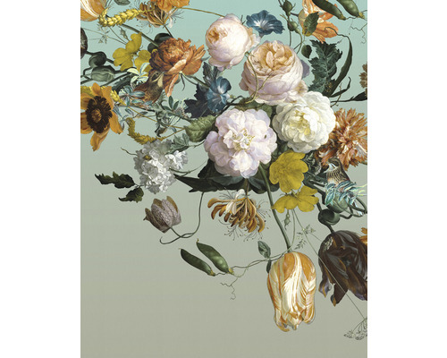 Papier peint panoramique intissé LJX4-013 Le Jardin Cultivé 4 pces 200 x 250 cm Image d''un arrangement floral avec différentes fleurs