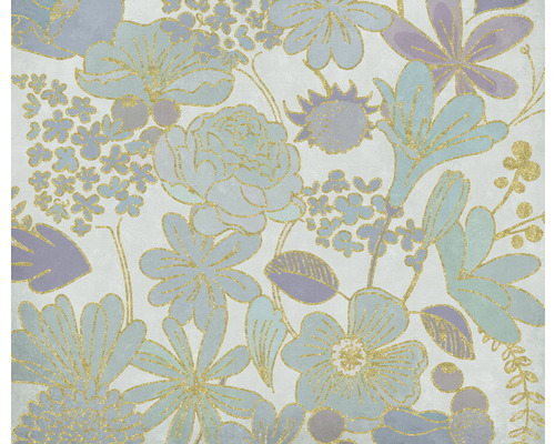 Papier peint panoramique intissé LJX6-030 Le Jardin Groovy Bloom 6 pces 300 x 250 cm Motif floral avec des éléments floraux à des fins décoratives