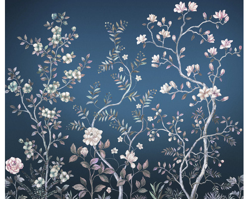 Papier peint panoramique intissé LJX6-033 Le Jardin Aurore 6 pces 300 x 250 cm Illustration d''arbres en fleurs sur du papier peint
