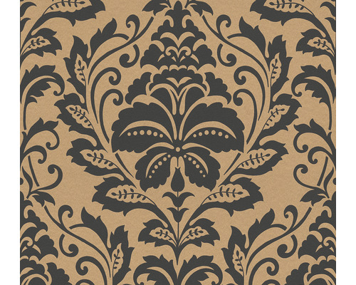 Papier peint intissé 36910-4 Attractive ornement baroque marron noir Papier peint à motif floral damassé
