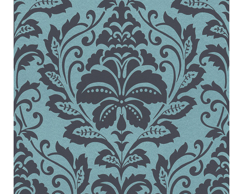 Papier peint intissé 36910-5 Attractive ornement baroque bleu noir Papier peint à motif damassé floral