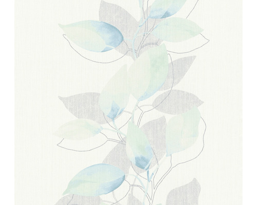 Papier peint intissé 37815-1 Attractive motifs feuilles vert bleu blanc