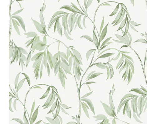 Papier peint intissé 37830-1 Attractive motifs feuilles vert blanc