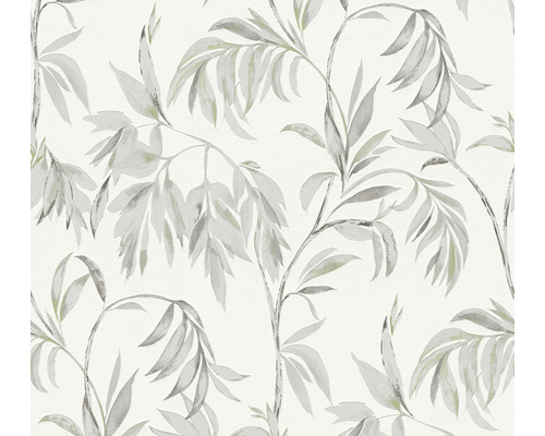 Papier peint intissé 37830-3 Attractive motifs feuilles vert blanc