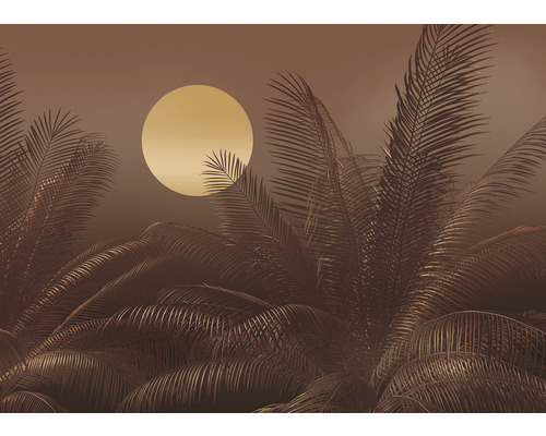 Papier peint panoramique intissé LJX7-039 Le Jardin Calypso 7 pces 350 x 250 cm Illustration avec palmiers et soleil