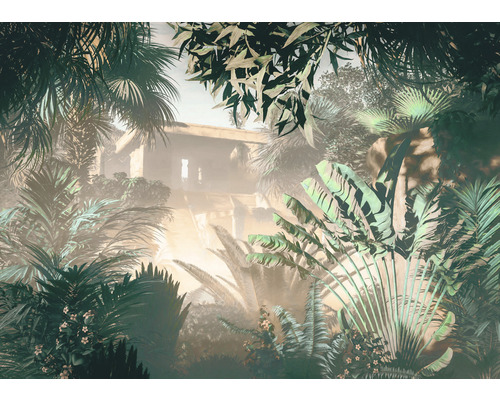 Papier peint panoramique intissé LJX7-052 Le Jardin Manoa 7 pces 350 x 250 cm Papier peint jungle avec différents palmiers et plantes