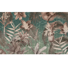 Papier peint avec des motifs de fleurs, de feuilles et d''ananas