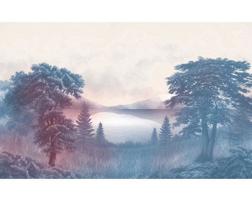 Papier peint panoramique intissé LJX8-061 Le Jardin Forestland 8 pces 400 x 250 cm Papier peint photo avec motif de paysage et lac
