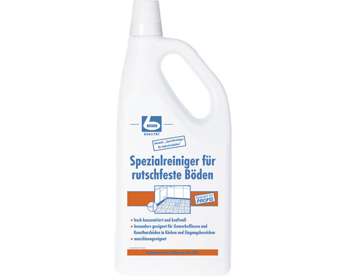 Nettoyant spécial pour sols antidérapants Dr. Becher 2 l Becher nettoyant spécial pour sols antidérapants dans une bouteille en plastique blanc