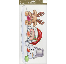 Autocollant de fenêtre de Noël avec bonhomme de neige, Père Noël et renne