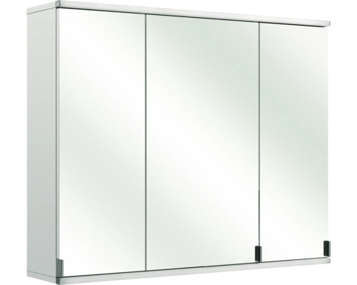 Armoire de toilette Pelipal 90 x 20 x 73 cm blanc à haute brillance 3 portes IP 33 Armoire de toilette à trois portes pour la salle de bain
