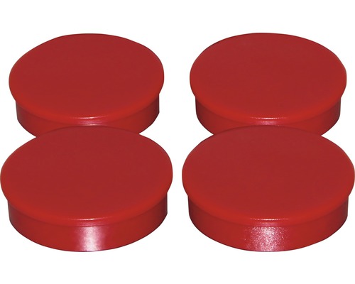 Aimants d'organisation Ø 30 mm, rouge, lot de 4
