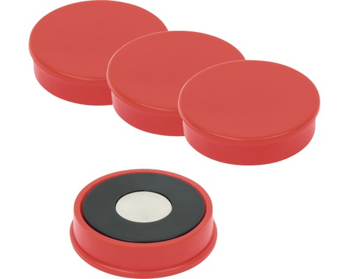 Quatre aimants ronds avec boîtier en plastique