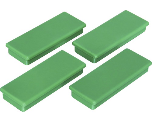 Aimants d'organisation 55x22,5 mm, vert, lot de 4 Quatre bouchons de tube rectangulaires en plastique