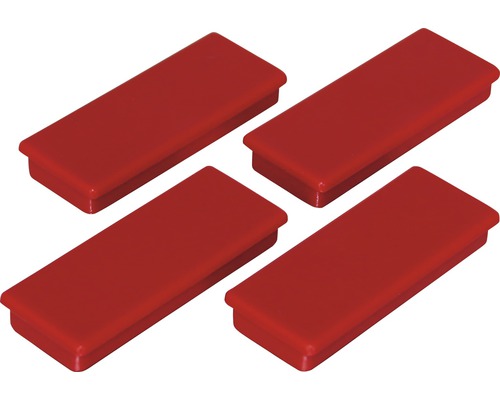 Aimants d'organisation 55x22,5 mm, rouge, lot de 4
