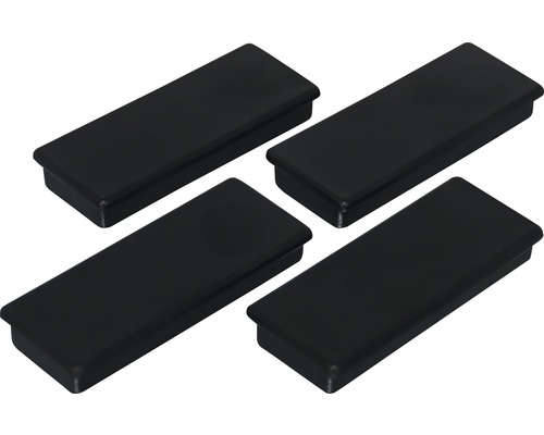 Aimants d'organisation 55x22,5 mm, noir, lot de 4 Quatre bouchons rectangulaires noirs