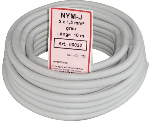 NYM-J Kabel 5 x 1,5 mm² mit einer Länge von 10 Metern