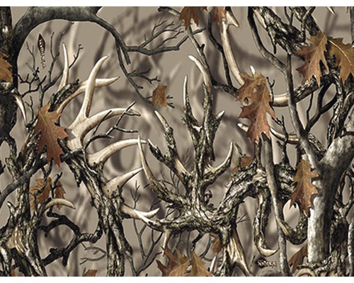 Film d'impression à l'eau camouflage CA-R-016 100 x 100 cm Motif de chasse avec des branches, des feuilles et des bois de cerf