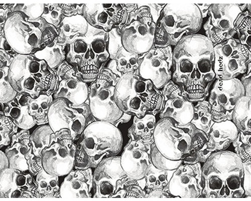 Film d'impression à l'eau camouflage CA-R-018 noir 100 x 100 cm Illustration de nombreux crânes