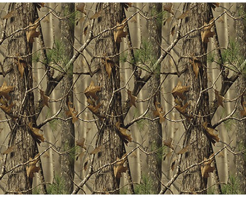 Film d'impression à l'eau camouflage CA-R-020 naturel 100 x 50 cm Motif camouflage avec troncs d''arbres et feuilles