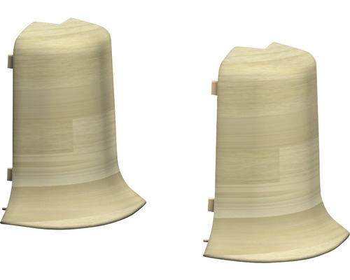 Außenecken für Klemm-Sockelleiste mit Kabelkanal Nussbaum oliv 50 mm