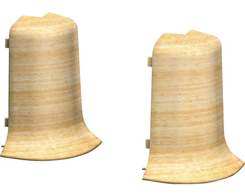 Außenecken für Klemm-Sockelleiste mit Kabelkanal Ahorn 50 mm