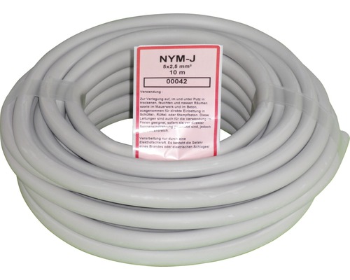 Elektrokabel NYM-J 5x2,5 mm² 10 m Rolle