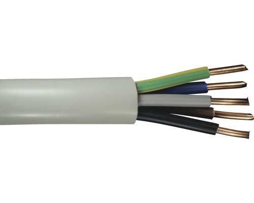 Mantelleitung NYM-J 5x4 mm² grau Meterware Mehradriges Elektrokabel mit fünf Adern