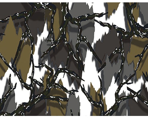 Film d'impression à l'eau camouflage CA-R-011 gris marron 100 x 100 cm Motif camouflage avec des branches
