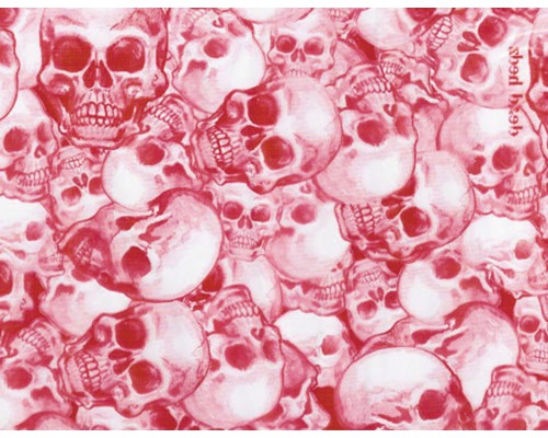 Film d'impression à l'eau camouflage CA-R-018-02 rouge 100 x 100 cm Textile à motif de crânes