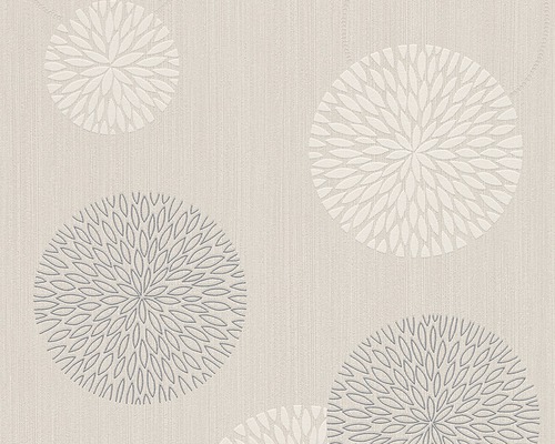 Papier peint intissé 93791-2 décor de cercles beige