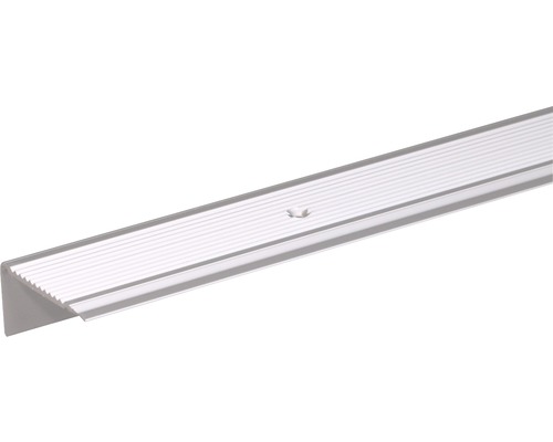 Profilé d'escalier alu argent anodisé 45x23x2,7 mm, 2 m Profil d''arrêt d''escalier en aluminium avec trous de vis