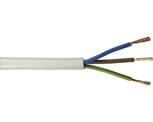 HSB Tuyau flexible H03VV-F 3x0,75 mm² 5 m blanc Câble électrique à trois fils