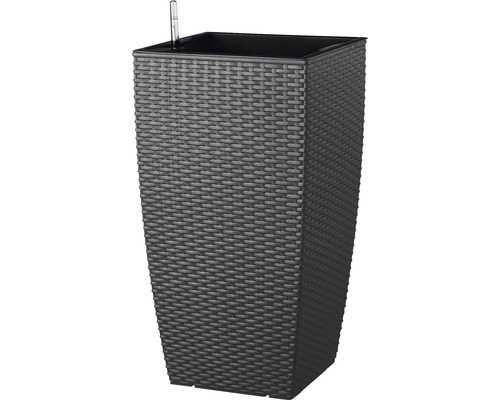 Vase Lafiora plastique 36 x 36 x 66 cm anthracite avec système d’irrigation de la terre et indicateur du niveau d’eau