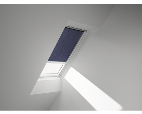 Store tamisant VELUX bleu foncé uni électrique cadre aluminium RML PK08 9050S