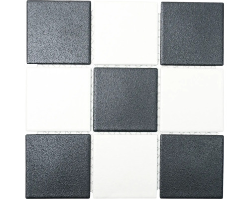 Mosaïque en céramique RAT 148 30x30 cm noire blanche Mosaïque avec carreaux carrés, alternant des pierres claires et foncées