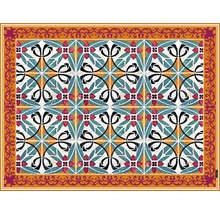 Dekorative Bodenmatte mit floralem Muster und Bordüre