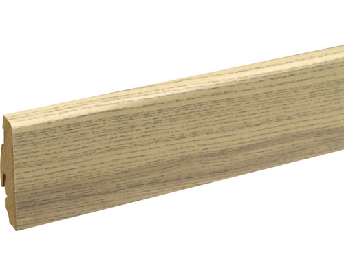 SKANDOR Sockelleiste Braunkernesche FGES011 SU060L 19 x 58 x 2400 mm Sockelleiste mit Holzstruktur