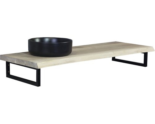 Waschtischplatte Top 140x46 cm Baumkante Schwartenbrett Seite Eiche massiv matt ohne Ausschnitt Waschtischplatte Top 140x46 cm Baumkante Schwartenbrett Seite Eiche massiv matt ohne Ausschnitt