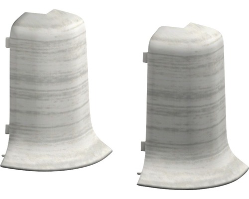 Außenecken für Klemm-Sockelleiste mit Kabelkanal Esche weiß 50 mm