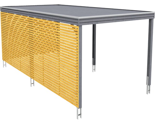 Carport mit seitlichem Sichtschutz aus Holzlatten