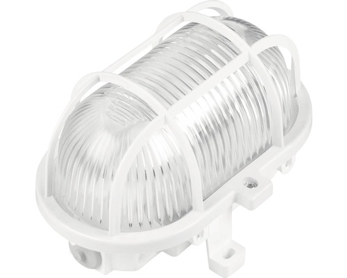 Lampe ovale avec panier en plastique 1 ampoule blanc Applique murale ovale avec grille de protection
