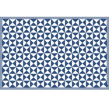 Tapis à motifs bleus et blancs avec design géométrique