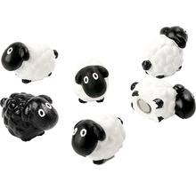 Dekomagnete Schaf 6er-Set weiß/schwarz