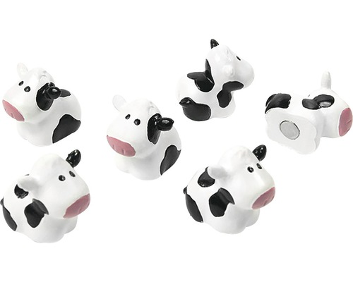 Aimants décoratifs Vache set de 6 blanc/noir