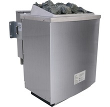 Elementsauna Karibu Petalit inkl. 9 kW Bio Ofen u.ext.Steuerung mit Dachkranz und graphitfarbiger Ganzglastüre-thumb-7