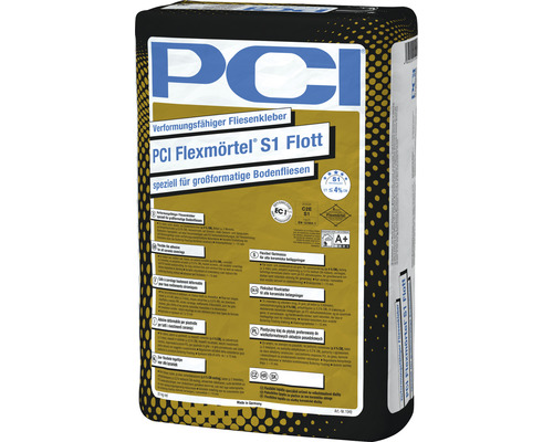 Colle à carrelage déformable PCI Flexmörtel® S1 Flott pour carrelages grand format 20 kg